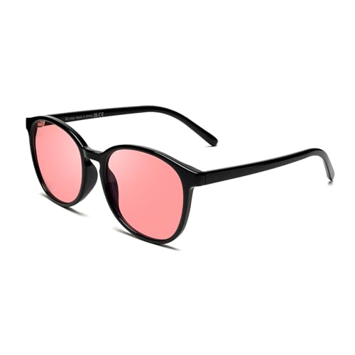 Image of Fluorescent-41 Pink Tinted Blue Light Blocking Glasses for Migraine, Light Sensitivity, Photophobia JF5002