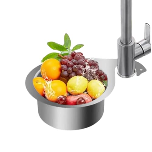 Premium Stainless Steel Kitchen Swan Sink Strainer Basket Hanging Waste Drain Filter Basket Fruit Vegetable Drainer Sponge Rack Storage