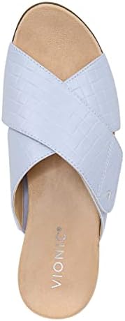 Vionic Women's Paradise Leticia Open toe Leather and Jute Wedges - Supportive Ladies Casual Fashion Slide Wedge That Include Three-Zone Comfort with Orthotic Insole Arch Support, Blue Haze 7.5 Medium | Image 2