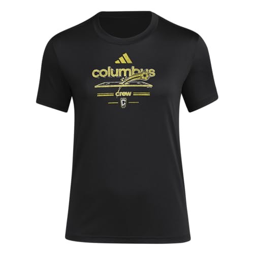 adidas Womens Columbus Crew Pre-Game Short Sleeve Soccer T-Shirt Black/Columbus Crew Medium
