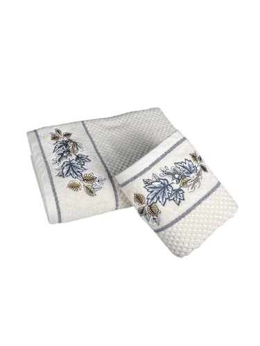 Image of SENSES By Riba Cotton Towel Set 550 GSM - Design 8, 2 Pcs| 1 Bath + 1 Hand Towels Combo | Super Soft, Absorbent, Lightweight, Antimicrobial, Low Linting