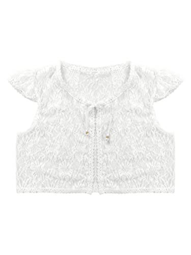 Aislor Little Girls Bolero Ruffled Short Sleeve Cap Lace Floral Top Kids Shrug Wedding Pageant Flower Dress Cover Up3