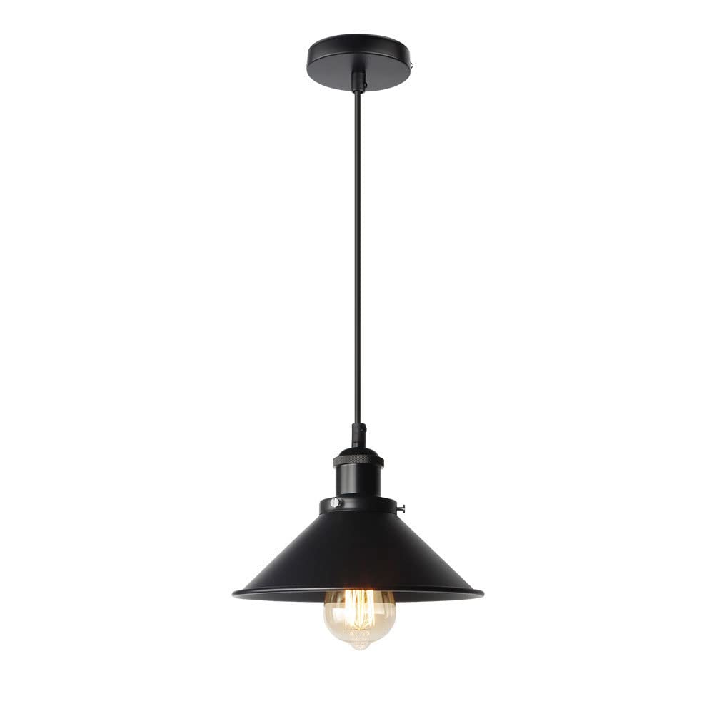 Suspension industrielle noire en fer luminaire 1 lumière hauteur réglable