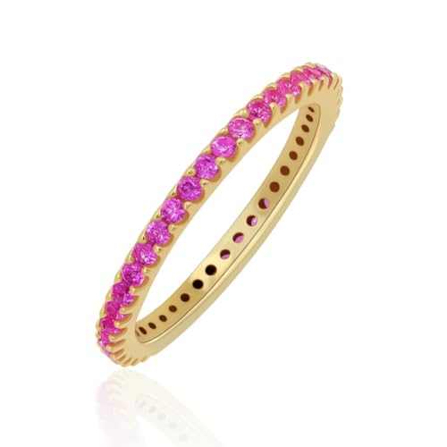 Stackable Eternity Ring for Women |Gold Plated – Ruby, Blue Sapphire, Simulated Diamond, Pink Sapphire, Emerald| Wedding Band |hypoallergenic Rings| Labradorite Ring | Birthstone Gift Jewelry for Her