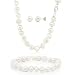 Cultured Freshwater White Pearl Sterling Silver Necklace Earrings Bracelet Set