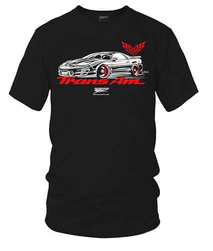 1998-2002 Trans Am WS6 Stylized, 4th Gen Firebird Muscle Car Design, 100% Cotton, Black, M-5XL