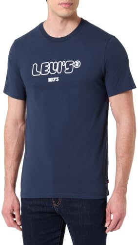 Levi's Herren Graphic Crewneck Tee T-Shirt, PERF COOL Logo Navy Blazer Body WHITELOGO, XL – Ansicht 1