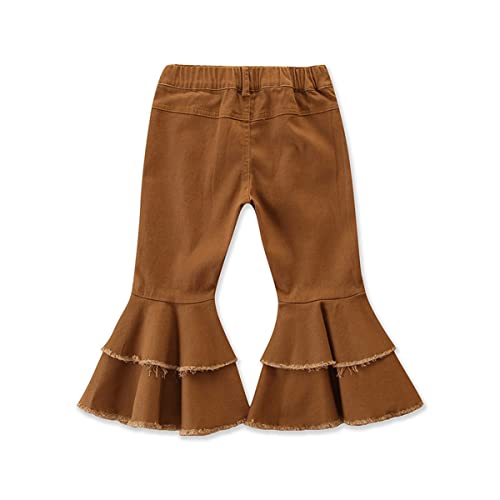 Baby Girl Bell Bottom Flared Jeans Ripped Trousers Ruffle Denim Jeans Skinny Pants Leggings2