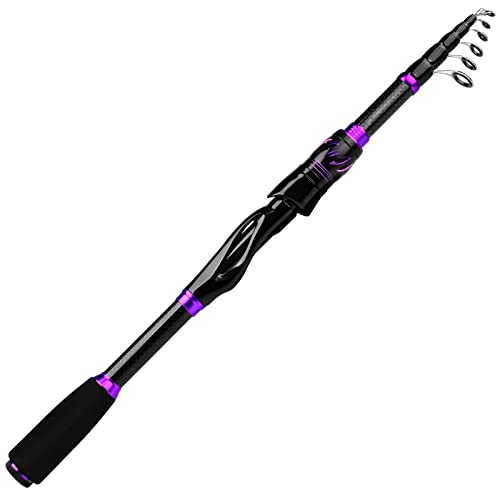 Fishing Rod - Telescopic Fishing Rod Portable 24 Ton Carbon Fiber - CNC Machined Reel Seat, Comfortable EVA Handle, Travel Fishing Pole for Bass Trout Fishing 6.9ft
