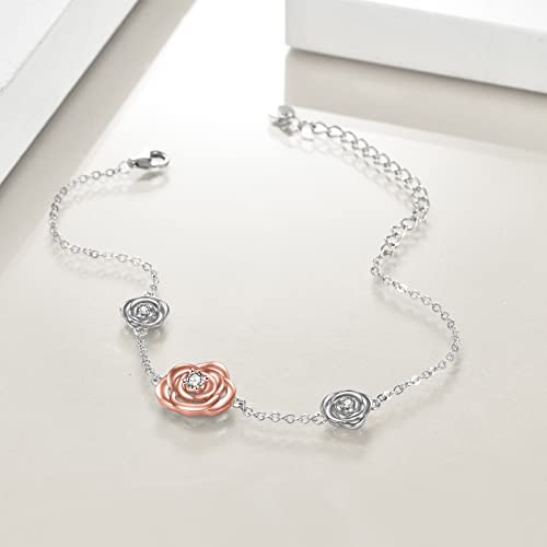 Image of CRMAD Moonstone Moon /star /daisy /turquoise /rose flower /cat /Hecate /airplane /pearl /Chakra /rose pearl /butterfly /wave /starfish Anklet for Women Sterling Silver Anklet Irish Jewelry