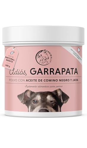 Adios Garrapata en Polvo para Perros - 400g con Aceite de comino Negro, cistus, levadura de Cerveza y Algas Marinas - Polvo Efectivo, Completamente Natural como Alternativa a Comprimidos
