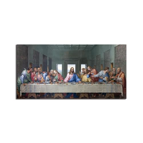 EVANEM Pintura sobre lienzo de Da Vinci. Famosos cuadros de arte de pared de lienzo. La Última Cena Reproducción cuadro al óleo para vivir la decoración del hogar 50x100cm sin marco