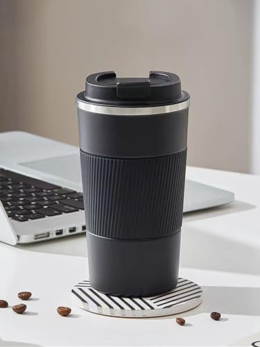 Image of Aeon Travel Mug, Insulated Coffee Cup with Leakproof Lid,Vacuum Insulation Stainless Steel Reusable for Hot Cold Coffee, Non-Slip Protective Cover