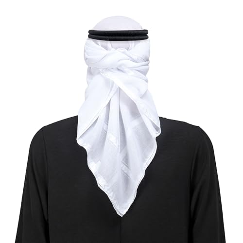 Image of PURFUN Men's Large Arab Shemagh Headscarf Muslim Headcover Shawl Keffiyeh Arabic Scarf
