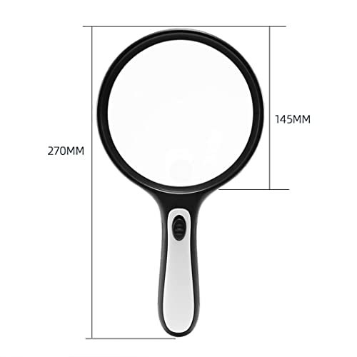 Lente d'ingrandimento portatile con luce LED, lente d'ingrandimento da lettura grande da 145 mm per anziani, ideale per degenerazione maculare e saldatura