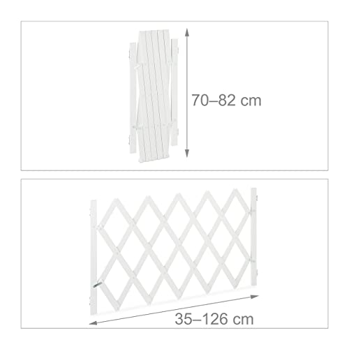 Relaxdays Hundeabsperrgitter ausziehbar bis 126 cm, 70-82 cm hoch, Bambus, Hunde Schutzgitter, für Treppe & Tür, weiß