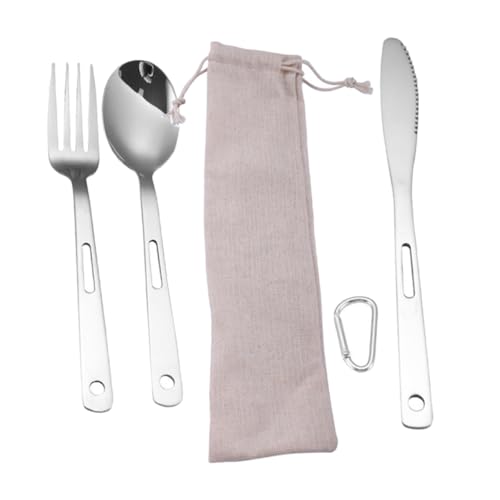 Totority 携帯用ステンレス製キャンプ用カトラリー 点コンパクト収納 アウトドア食器 軽量フォーク スプーン ナイフ ポケット収納可能 バー