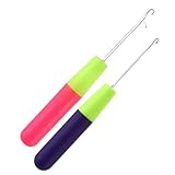 2 Pcs Latch Hook Needle Crochet Serging Crochet Hook Latch Hooks Tool for Braids Repair Tool Multi-Purpose Knitting Needle for Hair Extension Micro Braids
