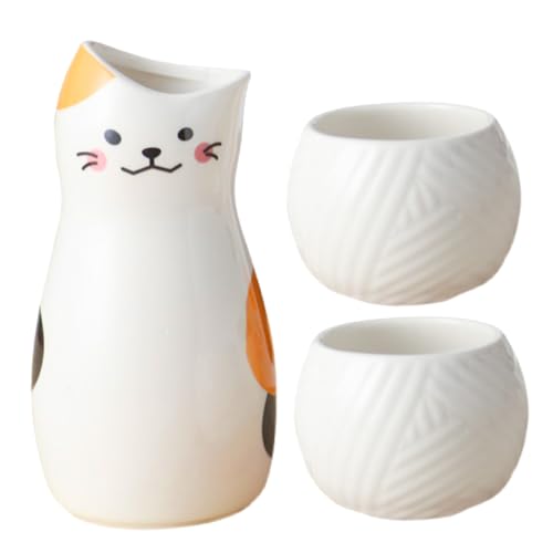 CIYODO 1Set Style Ceramic Sake Pot and Present for Cat Lovers for Home Use Retro Sake Kettle for Sake and Wine