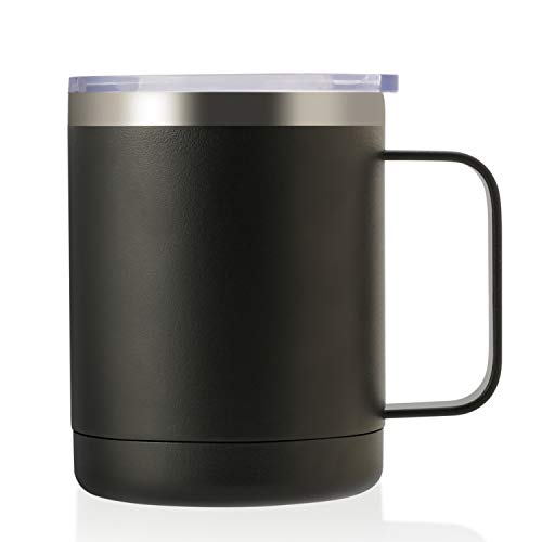COMOOO 12oz Tumbler Stainless Steel Coffee Mug with Handle - Double Wall Vacuum