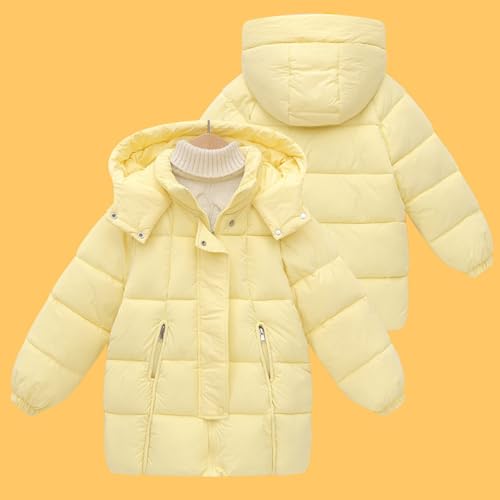 Girls Long Quilted Thickened Puffer Jacket Toddler Windbreaker Fleece Hooded Down Coats Zipper Snap Padded Overcoat4