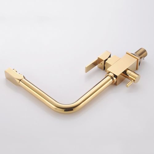 Grifos de batidora de cocina 3 vías con salida doble de latón oro LWX 6