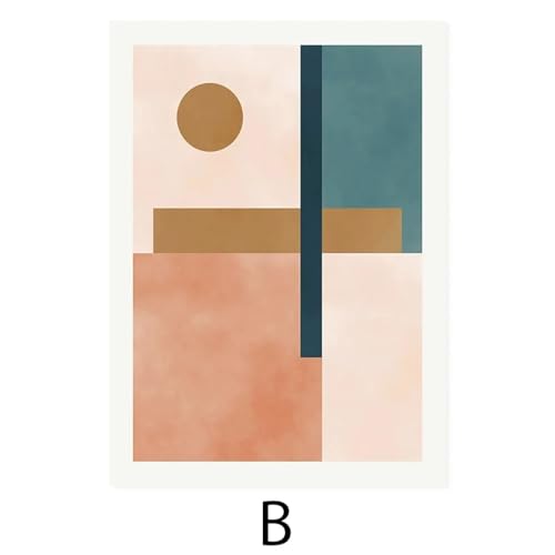 Peinture géométrique abstraite beige rose bleu 50x70cm lot de 2 toiles murales modernes sans cadre - 5