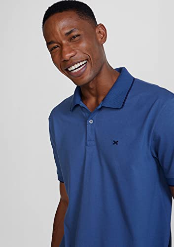 Camisa Polo Básica Masculina Em Malha De Algodão Com Bordado - Azul P