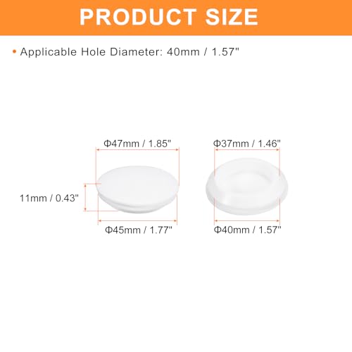 Image of uxcell 5 Pcs Silicone Plugs, Rubber Round Snap in Locking Hole Plugs for 40mm Hole, Hole Stoppers Waterproof Hole Plug for Metal Tube, Furniture End Caps Inserts, White