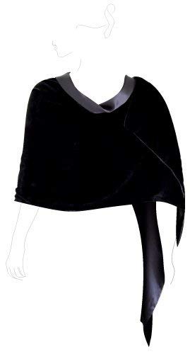 JennyJames Luxury Silk Base Velvet Stole, Pure Silk Lining, 79" L X 26" W, Solid Black, US Made4