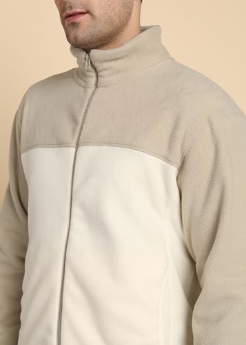 Image of Alan Jones Clothing Men's Fleece Full-Zip Jacket | Warm Puffy Polyester Jacket with Stand Collar & Piped Cuffs