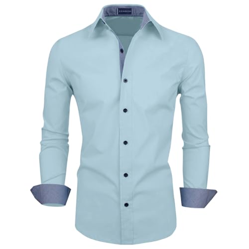 Image of Zombom Men's Solid Cotton Blend Regular Fit Full Sleeve Collared Neck Casual Shirt for Men