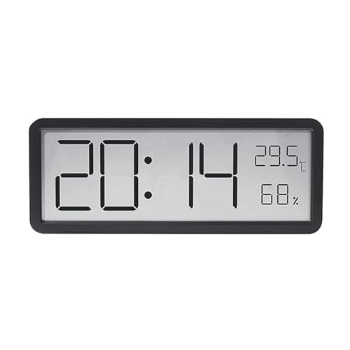 Lancoon Reloj Electrónico de Pared con Pantalla LCD Temperatura Humedad Fecha 12/24 Horas Soporte de Sobremesa Agujero para Colgar Fácil de Leer Muestra para Casa Salón Dormitorio Oficina
