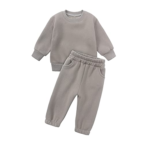 Image of MYGBCPJS Youth 2PCS Jogger Outfits Set Fleece Hooded + Sweatpants Boys Girls Athletic Sweatsuits Pullover Clothes