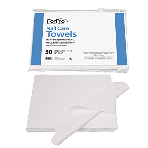 ForPro Professional Collection Original Nail Care Towels for Manicures and Pedicures, Lint-Free, Disposable Towels, 12″ x 16″, 50-Count