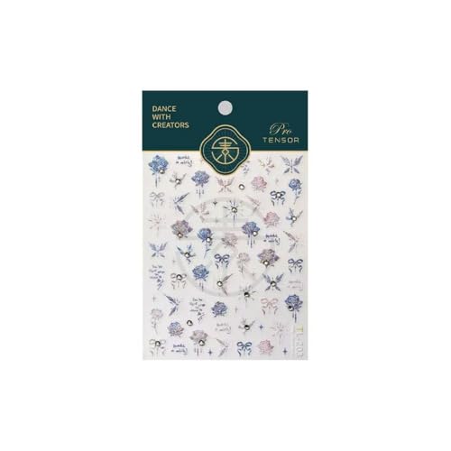 Image of Rose Nail Art Stickers 5D Embossed Nail Decals Rhinestone Nail Art Design Ombre Flower Nails Stickers for Nails Art Supplies Charm for Women Manicure DIY Decorations Accessories