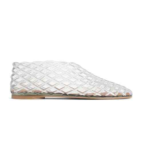 Jelly Mesh Ballet Flats for Women Clear Hollow Jellies Flat Sandals Round Toe Slip On Beach Balleria Flat Shoes