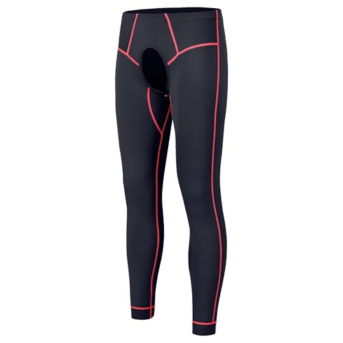 Men Thermal Underwear Open Front Long Johns Without Velvet Autumn and Winter Mens Base Layer Bottoms Leggings