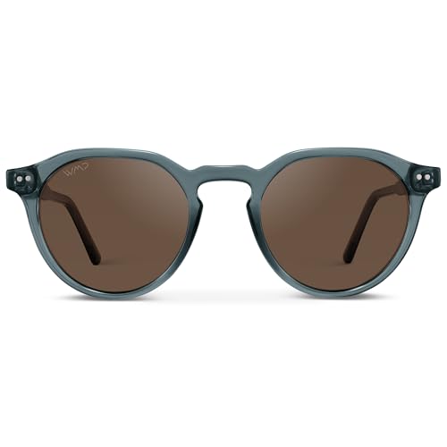 WMP Eyewear - Men's Modern Geometric P-3 Round Retro Polarized Sunglasses, Lightweight Acetate Frame, Premium UV Protection2
