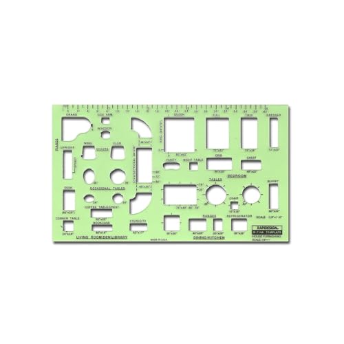 Rapid Designs R-714A House Furnishing Interior Design Drawing Template, 1/8" Scale