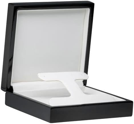 Miniatura 2 de Allure Caja grande para aretes de madera estilo barra en T, caja de regalo de joyería de madera negra, con acabado brillante lacado pulido e