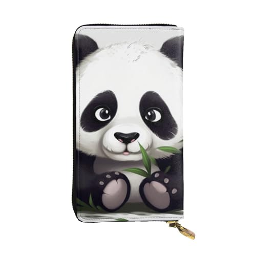 Cute Panda Wallet for Men Women Long Purse Leather Clutch Large Business Handbag Travel Phone Holder Credit Card Holder Money Case with Zipper Leather Wallets Gift