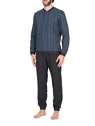 Pyjama long homme en coton chaud Jacquard DOGNA JAL581 Julipet pour l'hiver