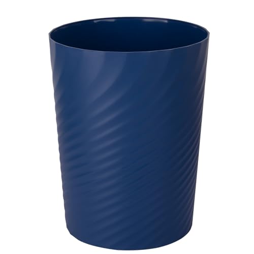 Image of UUJOLY Plastic Small Bathroom Trash Can Wastebasket Garbage Can, Navy Blue | Sturdy-Easy to Clean, Bathroom, Laundry Room, Kitchen, Office, Kids Room, Dorm, Bedroom, 1.8 Gallon