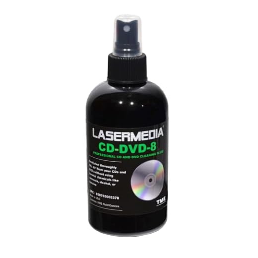 Compact Disc CD CDR and DVD DVD-R Cleaning Solution Fluid (Not a Scratch Remover) 8 Ounce (237 ML) Spray Bottle Cleaner CD-DVD-8 Made in USA Lasermedia