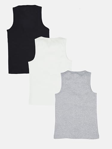 Image of KiddoPanti Boys 100% Cotton Rib Vest Pack of 3