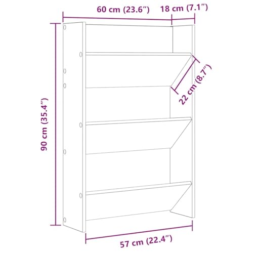 Armoire à chaussures murale gris béton lot de 2 en bois 60cm