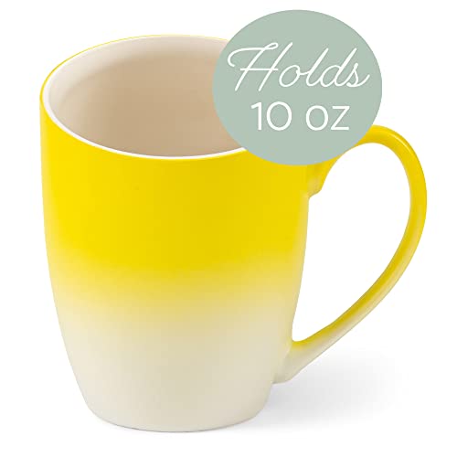 Elanze Designs Yellow White Two Toned Ombre Matte 12 Ounce Ceramic Stoneware Coffee Cup Mugs Set Of 4 #TOP2