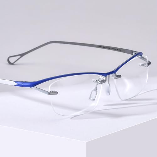 Image of FONEX Pure Titanium Glasses Frame Men Semi Rimless Square Eyeglasses Eyewear DTX416