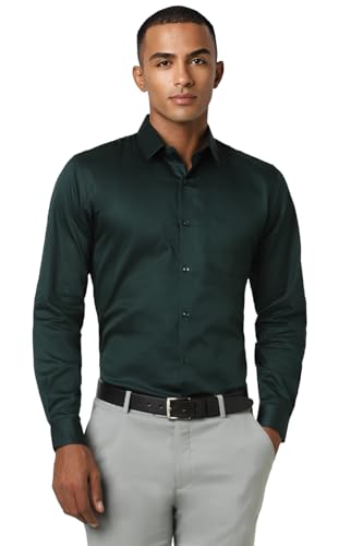 Image of Peter England Men 100% Cotton Premium Solid Slim Fit Full Sleeve Party Shirt